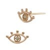 14K Gold Rose 10x5mm Evil Eye Stud Earring with Diamond Accent