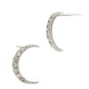 14K Gold White 7x10mm Crescent Moon Stud Earring with Diamonds