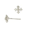14K Gold White 5mm Coptic Cross Stud Earring with Diamonds in Pave Setting
