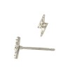 14K Gold White 14K Gold Lightning Stud Earring with Diamonds in Pave Setting
