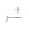 14K Gold White 4x5mm Simple Pave Diamond Cross Stud Earring