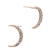 14K Gold Rose 7x10mm Crescent Moon Stud Earring with Diamonds