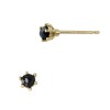 3mm 14K Gold Black Rough Cut Diamond Solitaire Stud Earring