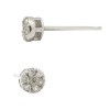 14K Gold White 3.8mm Pave Diamond Round Disc Stud Earrings