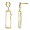 6mm 14K Yellow Gold Drop Stud with Diamond Accented Dangling Rectangle