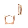 Square 14K Gold Rose Thin Single Row Pave Diamond Hoop Earring