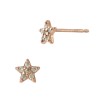 14K Gold Rose 4.75mm Pave Diamond Star Stud Earrings