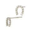 14K Gold White 5.5x6mm Horseshoe Stud Earring with Diamonds in Pave Setting