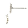 14K Gold White Thin Curved Single Row Bar Stud Earring with Diamonds in Pave Setting