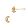 14K Gold Rose 3.7x4.3mm Crescent Moon Stud Earring with Diamonds