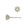 14K Gold White 4mm Daisy Flower Stud Earring With Diamond Center
