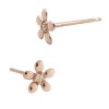 14K Gold Rose 5mm Flower Stud Earring with Diamonds