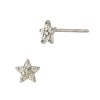 14K Gold White 4.75mm Pave Diamond Star Stud Earrings