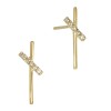 14K Gold Criss Cross Double Bar Stud Earring with Diamonds