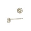 14K Gold White 4mm Flat Circle Earring with Diamonds in Pave Setting