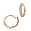 Round 14K Gold Rose Thin Single Row Pave Diamond Hoop Earring
