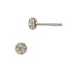 14K Gold White 3.5mm Pave Diamond Round Disc Stud Earrings