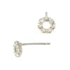 14K Gold White 5.4mm Round Infinity Circle Loop Stud Earring with Diamonds in Pave Setting