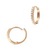 Round 14K Gold Rose Thin Single Row Pave Diamond Hoop Earring