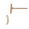 14K Gold Rose Thin Curved Single Row Bar Stud Earring with Diamonds in Pave Setting