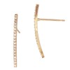 14K Gold Rose 1.2x20mm Thin Single Row Rounded Bar Stud Earring with Diamonds in Pave Setting