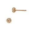 14K Gold Rose 3.5mm Pave Diamond Round Disc Stud Earrings