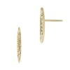 14K Gold Yellow No Jump Ring, Ready to Wear Thin Single Row Pointed Bar Stud Earring With Diamonds