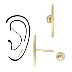 10.5mm 14K Yellow Gold Bar Straight Barbell Ear Stud for Cartilage