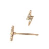 14K Gold Rose 14K Gold Lightning Stud Earring with Diamonds in Pave Setting