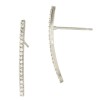 14K Gold White 1.2x20mm Thin Single Row Rounded Bar Stud Earring with Diamonds in Pave Setting