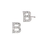 14K Gold Block Letter With Diamonds Alphabet Initial Stud Earring