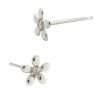 14K Gold White 5mm Flower Stud Earring with Diamonds