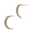 14K Gold Yellow 7x10mm Crescent Moon Stud Earring with Diamonds