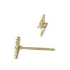 14K Gold Yellow 14K Gold Lightning Stud Earring with Diamonds in Pave Setting