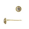 14K Gold Yellow 4mm Solitaire Diamond Stud Earring with Dotted Halo