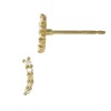 14K Gold Yellow Thin Curved Single Row Bar Stud Earring with Diamonds in Pave Setting