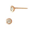 4mm 14K Gold Rose Bezel-Set Solitaire Diamond Stud Earring