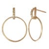 14K Gold Rose Thin Loop Diamond Stud Earring