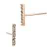 14K Gold Rose 1x7.5mm Straight Bar Diamond Stud Earring