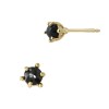 4mm 14K Gold Black Rough Cut Diamond Solitaire Stud Earring