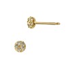 14K Gold Yellow 3.5mm Pave Diamond Round Disc Stud Earrings