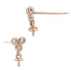 14K Gold Rose 4.5mm Triangle 3 Bezel Diamond Stud Earring