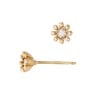 14K Gold Rose 4mm Daisy Flower Stud Earring With Diamond Center
