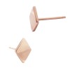14K Gold Rose 5x6mm Flat Diamond Shape Stud Earring