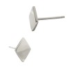 14K Gold White 5x6mm Flat Diamond Shape Stud Earring