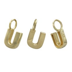 14K Gold Thick Block Style Letter Charm with Fixed Jump Ring