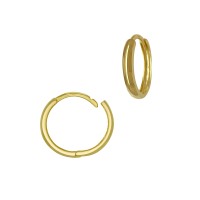 2x15mm 18K Yellow Gold Huggie Hoop Earring with Closed Back