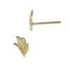 7x3.5mm 14K Yellow Gold Feather Stud Earring