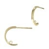 11mm 14K Yellow Gold Faux Hoop Half Circle Stud Earring with Hidden Closed Jump Ring
