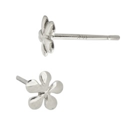 14K Gold White 4mm Daisy Flower Stud Earring